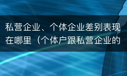 私营企业、个体企业差别表现在哪里（个体户跟私营企业的区别）