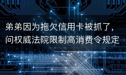 弟弟因为拖欠信用卡被抓了，问权威法院限制高消费令规定是什么