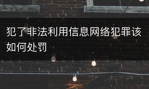 犯了非法利用信息网络犯罪该如何处罚