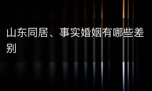 山东同居、事实婚姻有哪些差别