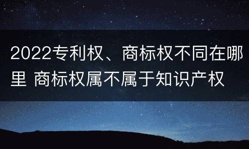 2022专利权、商标权不同在哪里 商标权属不属于知识产权