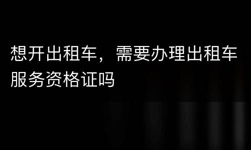 想开出租车，需要办理出租车服务资格证吗