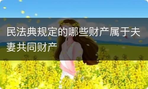 民法典规定的哪些财产属于夫妻共同财产