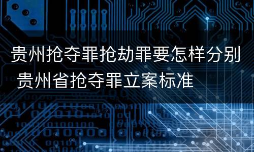 贵州抢夺罪抢劫罪要怎样分别 贵州省抢夺罪立案标准