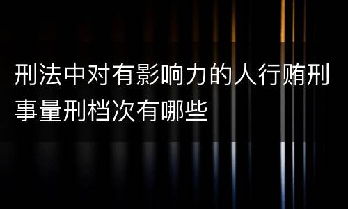 刑法中对有影响力的人行贿刑事量刑档次有哪些