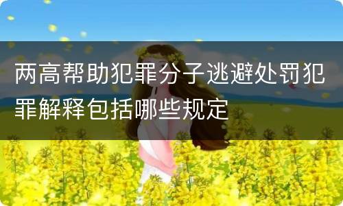 两高帮助犯罪分子逃避处罚犯罪解释包括哪些规定