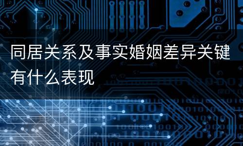 同居关系及事实婚姻差异关键有什么表现