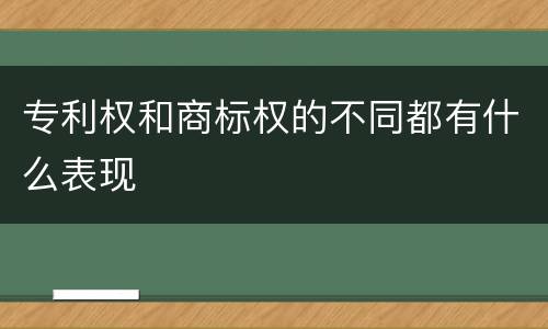 专利权和商标权的不同都有什么表现
