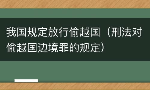 我国规定放行偷越国（刑法对偷越国边境罪的规定）