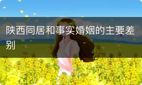 陕西同居和事实婚姻的主要差别