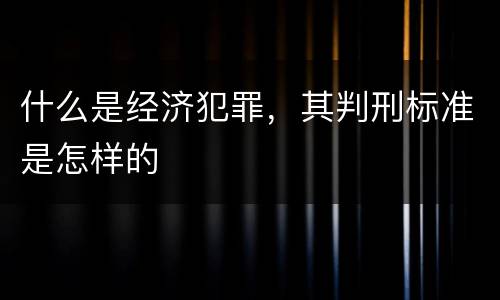 什么是经济犯罪，其判刑标准是怎样的