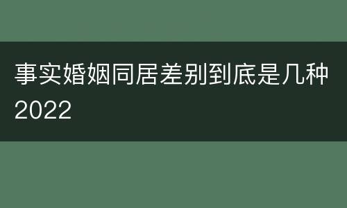 事实婚姻同居差别到底是几种2022