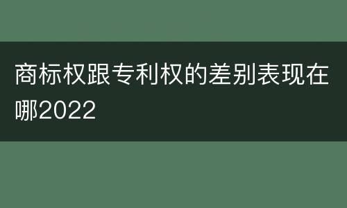 商标权跟专利权的差别表现在哪2022