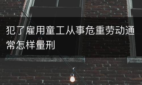 犯了雇用童工从事危重劳动通常怎样量刑