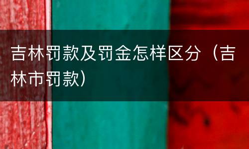 吉林罚款及罚金怎样区分（吉林市罚款）