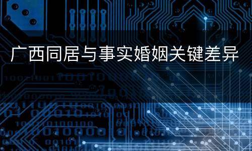 广西同居与事实婚姻关键差异