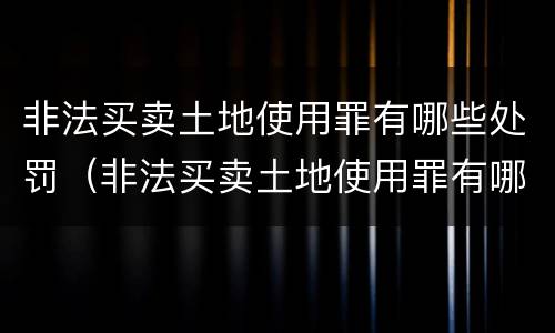 非法买卖土地使用罪有哪些处罚（非法买卖土地使用罪有哪些处罚标准）