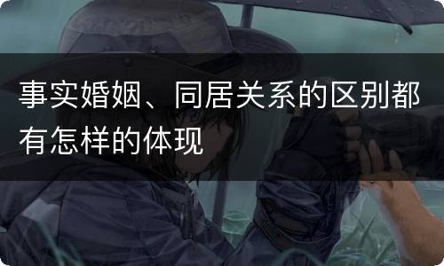事实婚姻、同居关系的区别都有怎样的体现