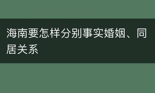 海南要怎样分别事实婚姻、同居关系