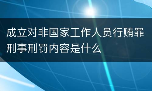 成立对非国家工作人员行贿罪刑事刑罚内容是什么