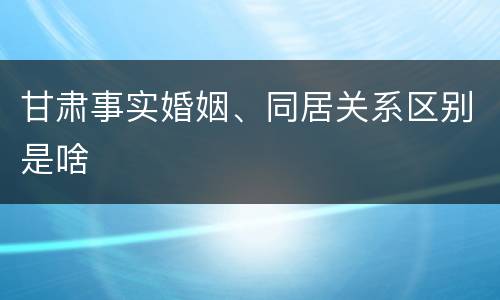 甘肃事实婚姻、同居关系区别是啥