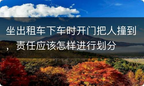 坐出租车下车时开门把人撞到，责任应该怎样进行划分