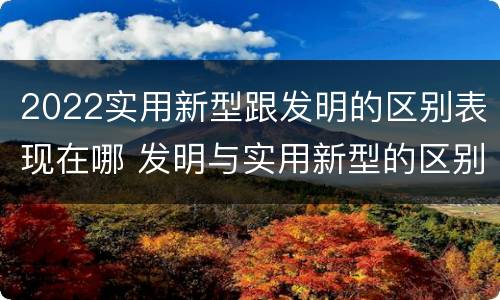 2022实用新型跟发明的区别表现在哪 发明与实用新型的区别有