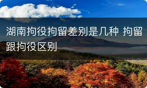 湖南拘役拘留差别是几种 拘留跟拘役区别