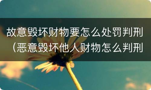 故意毁坏财物要怎么处罚判刑（恶意毁坏他人财物怎么判刑）