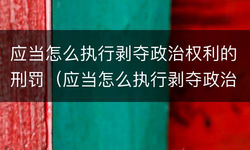 应当怎么执行剥夺政治权利的刑罚（应当怎么执行剥夺政治权利的刑罚）