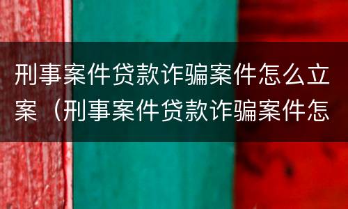 刑事案件贷款诈骗案件怎么立案（刑事案件贷款诈骗案件怎么立案审理）