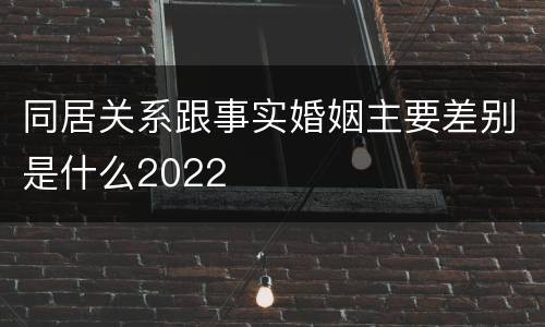 同居关系跟事实婚姻主要差别是什么2022