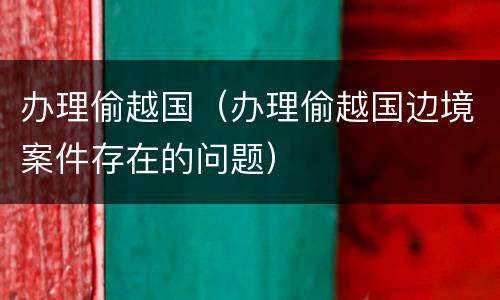 办理偷越国（办理偷越国边境案件存在的问题）