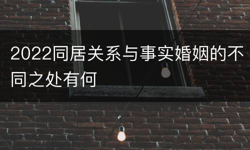 2022同居关系与事实婚姻的不同之处有何