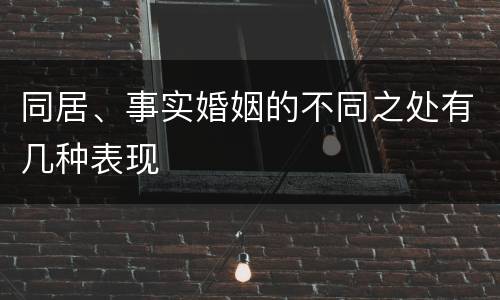 同居、事实婚姻的不同之处有几种表现