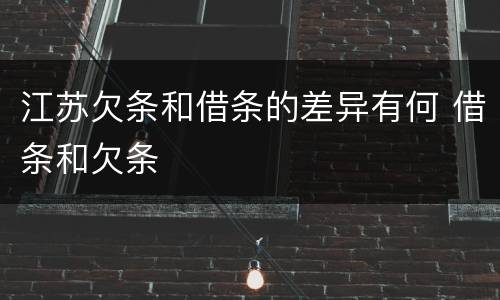 江苏欠条和借条的差异有何 借条和欠条