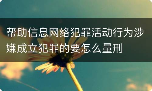 帮助信息网络犯罪活动行为涉嫌成立犯罪的要怎么量刑