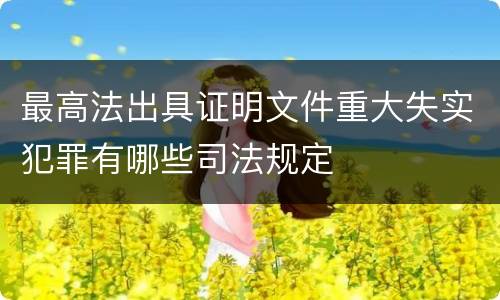 最高法出具证明文件重大失实犯罪有哪些司法规定