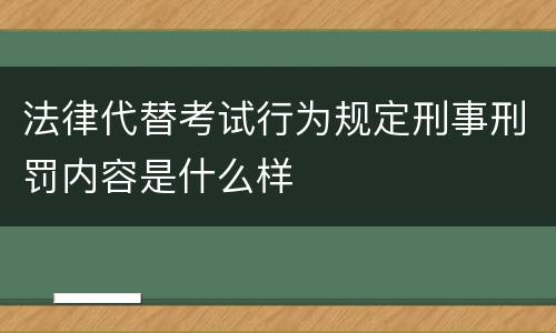 法律代替考试行为规定刑事刑罚内容是什么样