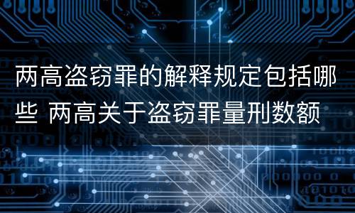 两高盗窃罪的解释规定包括哪些 两高关于盗窃罪量刑数额