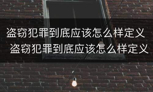 盗窃犯罪到底应该怎么样定义 盗窃犯罪到底应该怎么样定义罪名