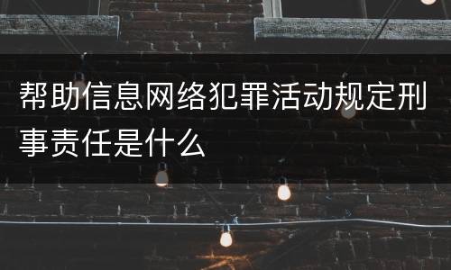 帮助信息网络犯罪活动规定刑事责任是什么