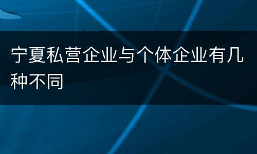 宁夏私营企业与个体企业有几种不同