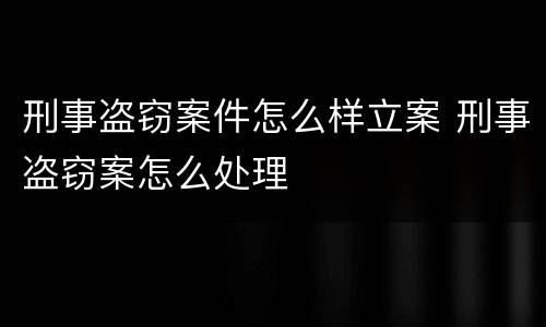 刑事盗窃案件怎么样立案 刑事盗窃案怎么处理