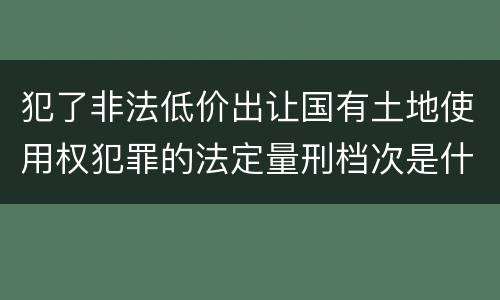 犯了非法低价出让国有土地使用权犯罪的法定量刑档次是什么