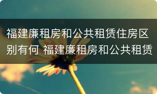 福建廉租房和公共租赁住房区别有何 福建廉租房和公共租赁住房区别有何联系
