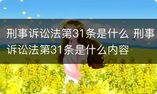 刑事诉讼法第31条是什么 刑事诉讼法第31条是什么内容