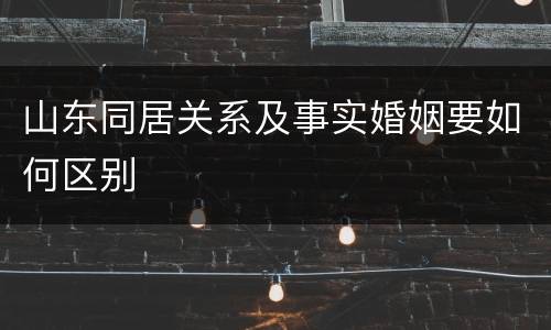 山东同居关系及事实婚姻要如何区别