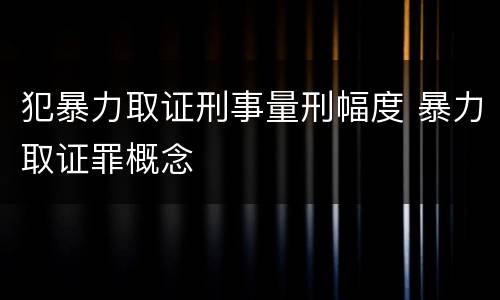 犯暴力取证刑事量刑幅度 暴力取证罪概念