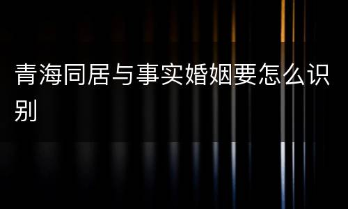 青海同居与事实婚姻要怎么识别